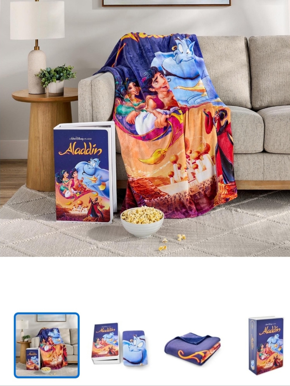 Disney Classic VHS Boxed Silk Touch Throw, 50" x 70" Aladdin